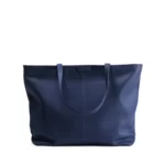 Large Zippered Downtown Blue Tote Bag