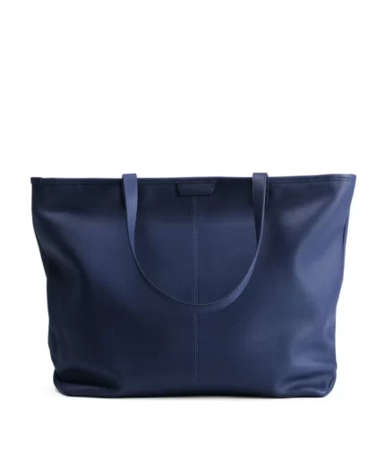 Large Zippered Downtown Blue Tote Bag