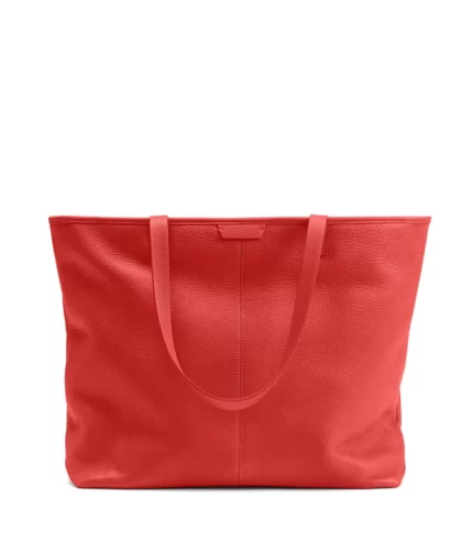 Large Zippered Downtown Red Tote Bag