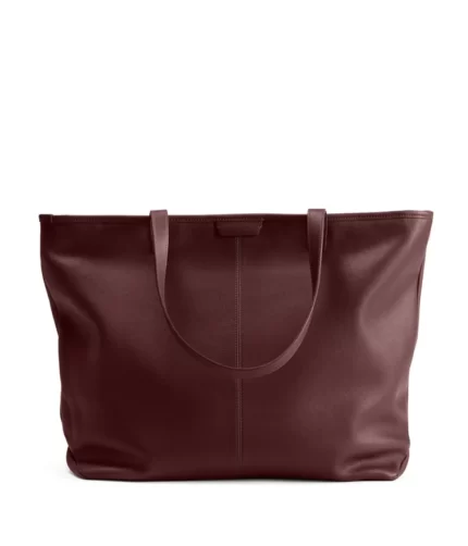 Large Zippered Downtown Marron Tote Bag