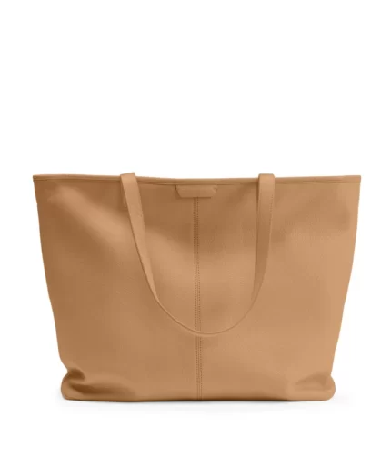 Large Zippered Downtown Brown Tote Bag