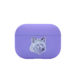 Monochrome Fox Head AirPods Purple Case