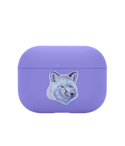 Monochrome Fox Head AirPods Purple Case