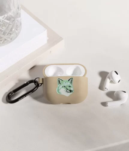 Monochrome Fox Head AirPods Beige Case