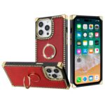 Black Red Leather Phone Case With Stand