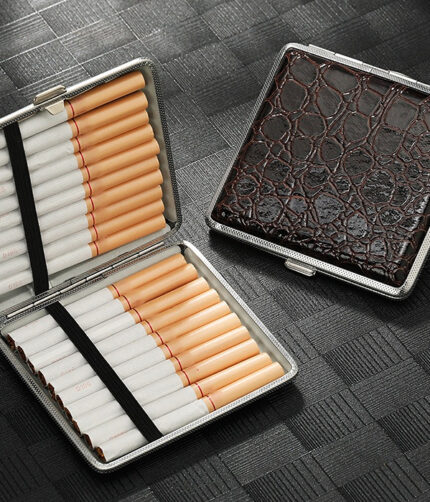 Croco Brown Leather Cigarettes Case