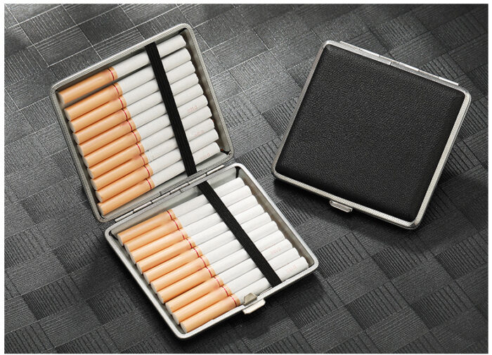 Black Leather Cigarettes Case