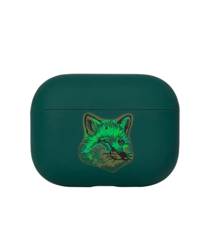 Monochrome Fox Head AirPods Green Case