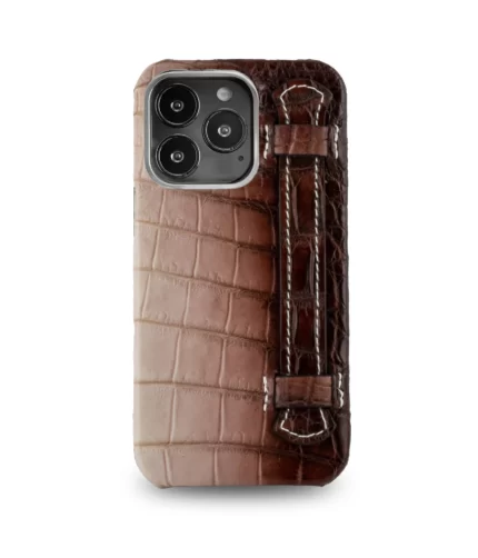 Brown Croco Leather Phone Case