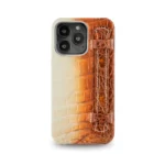 White Brown Leather Phone Case