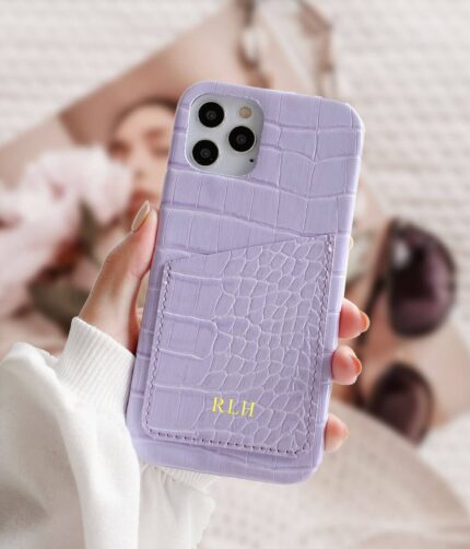 Crocodile Violet Leather Phone Case