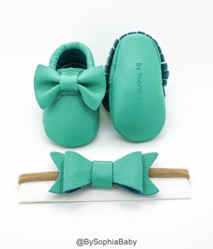 TEAL LEATHER BABY SHOES