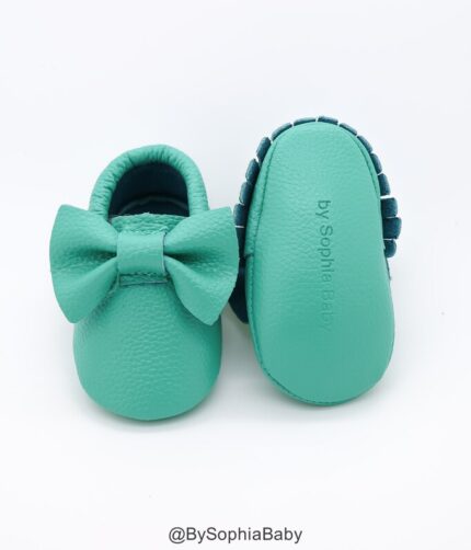 TEAL LEATHER BABY SHOES