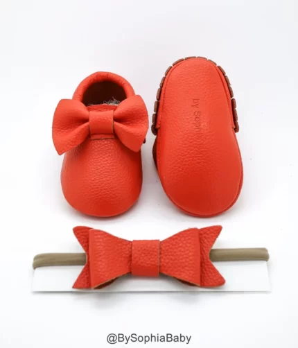 ORANGE LEATHER BABY SHOES