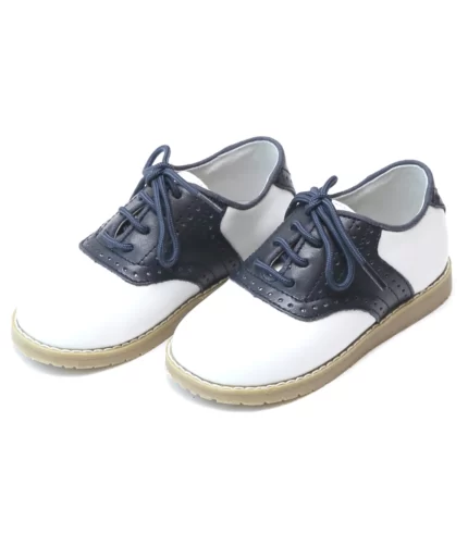 WHITE NAVY LEATHER BABY SHOES