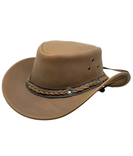 Men Tan Leather Hat