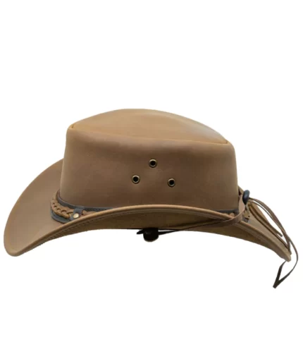 Men Khaki Leather Hat