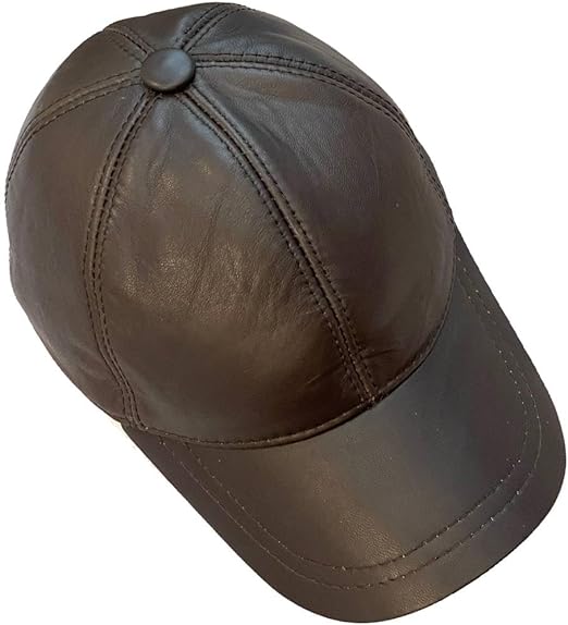Dark Brown Leather BaseBall Cap