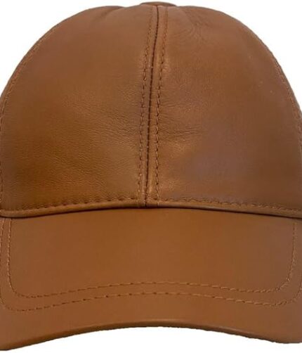 Men Khaki Leather Cap