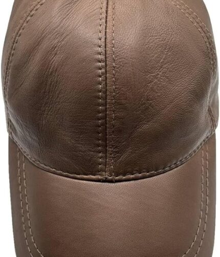 Men Dark Brown Leather BaseBall Cap