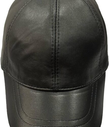 Men Black Leather BaseBall Cap