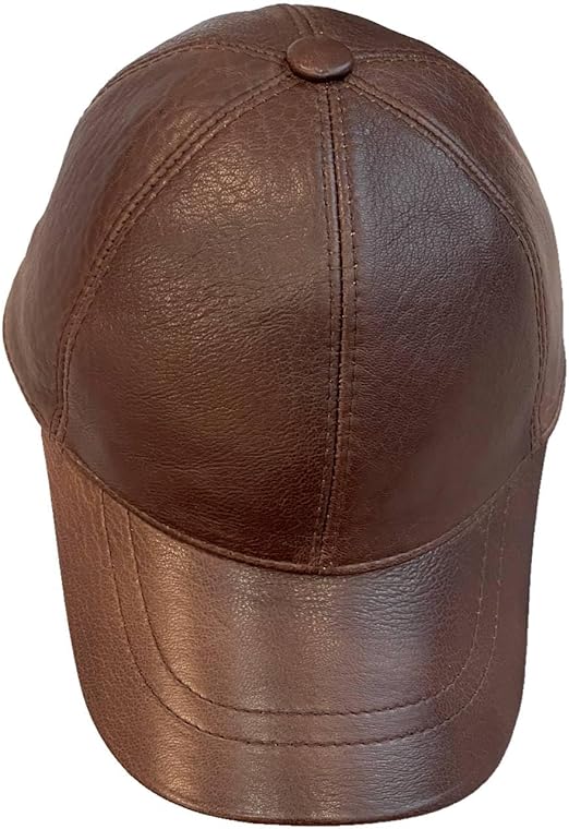 Men Brown Leather BaseBall Cap