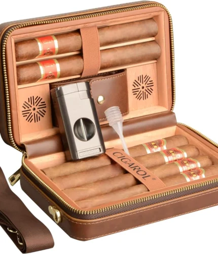 Walnut Leather Cigar Case