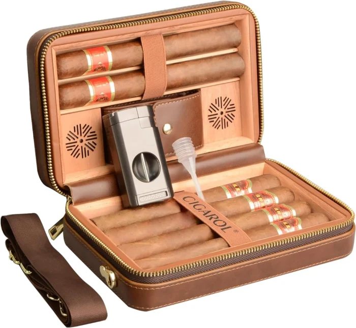 Walnut Leather Cigar Case