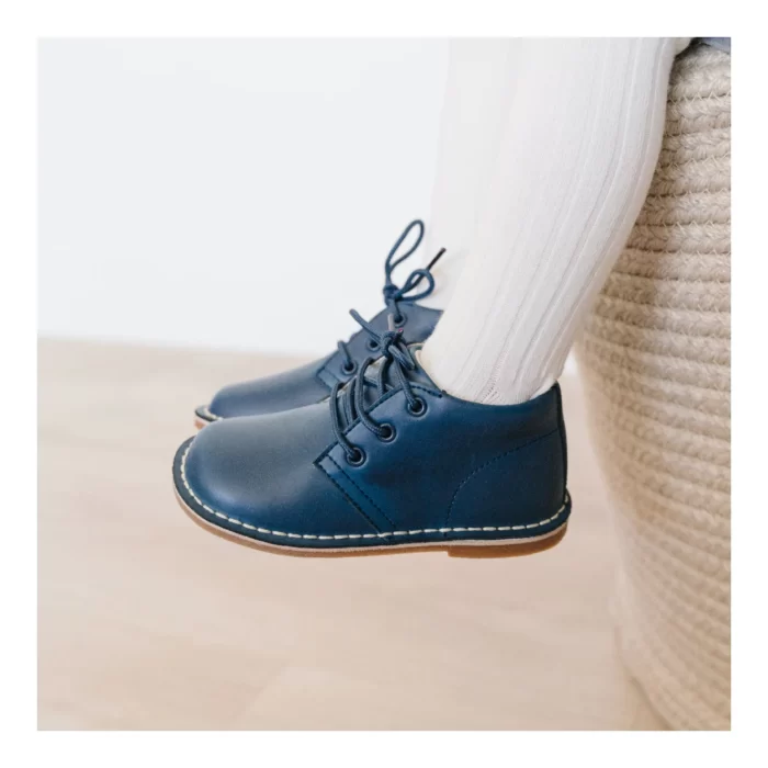 NAVY LEATHER BABY SHOES