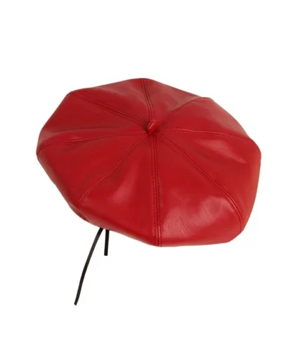 Red Leather Baby Cap