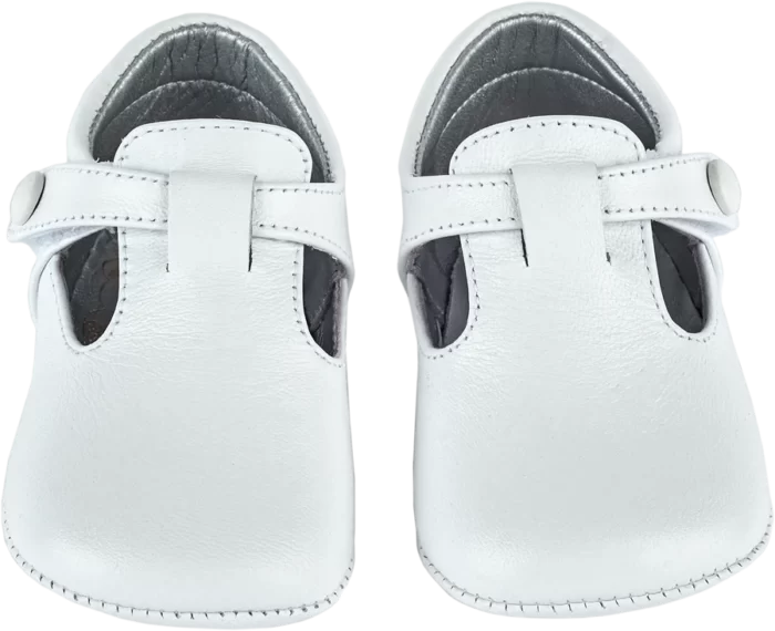 GREY LEATHER BABY SHOES