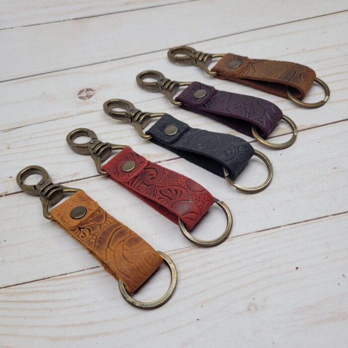 4 Pack Leather Embossed Keychain