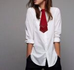 WOMEN RED LEATHER TIE