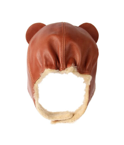 Tan Leather Baby Bear Cap