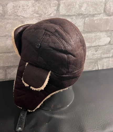 Brown Leather Baby Bear Cap