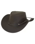 Men Dark Brown Leather Hat