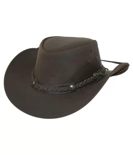 Men Dark Brown Leather Hat
