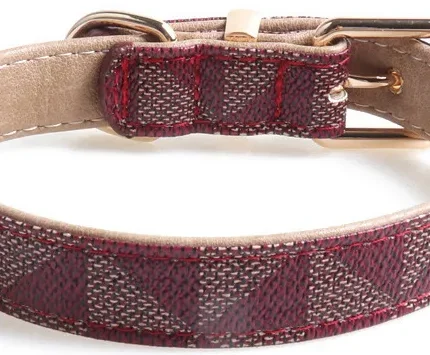 Berry Printed Leather Dog Harness