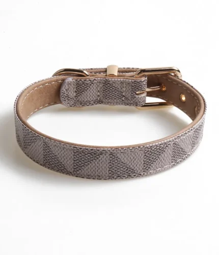 Grey Printed Leather Dog Harness