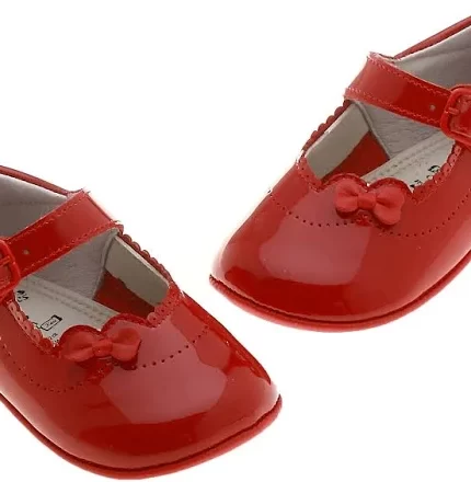 RED LEATHER BABY SHOES