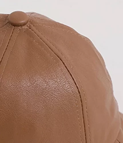 Brown Leather Baby Cap