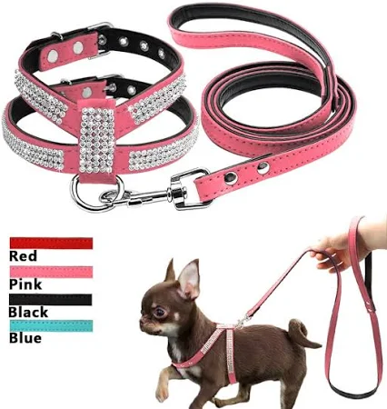 Baby Pink Leather Dog Harness