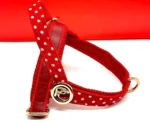 Red Printed Leather Dog Harness