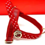 Red Printed Leather Dog Harness