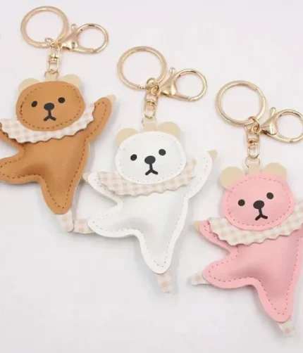 4 Pack Leather Bear Keychain