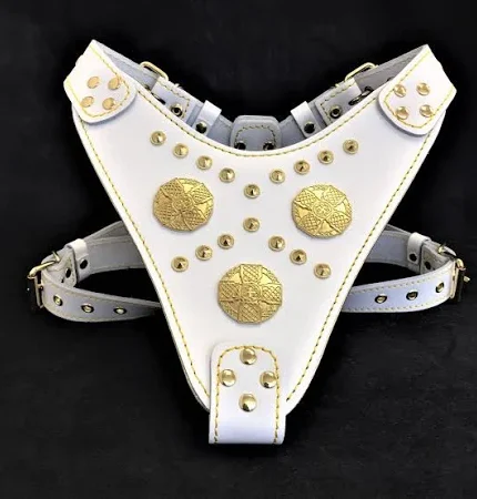 White Leather Dog Harness