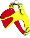 Yellow Red Leather Dog Harness