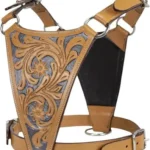 Gold Brown Leather Dog Harness